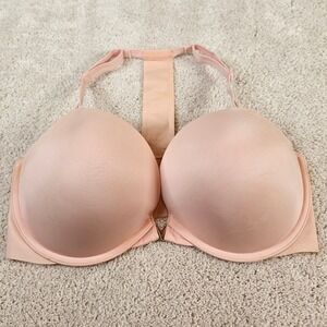 Victoria's Secret Blush Pink Push Up Bra 36DD V-Front Clasp  Back Center Strap‎